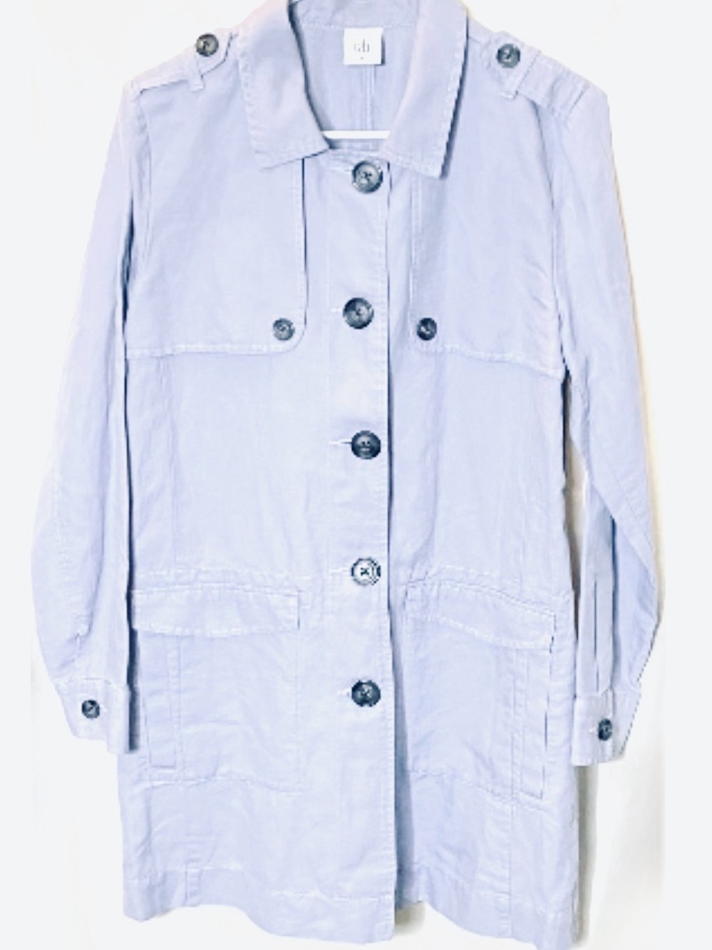 CABI Tanner Linen-Blend Trench Coat, light periwinkle - Picture 2 of 6